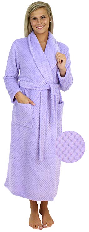 Sleepyheads Women's Jacquard Plush Fleece Long Robe