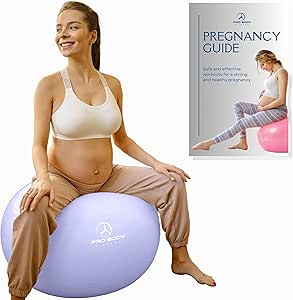 ProBody Pilates Birthing Ball - Pregnancy Ball Exercise for Labor with Book, Yoga Ball for Pregnancy Targeting Prenatal and Postnatal Exercise, Birth Ball for Pregnancy