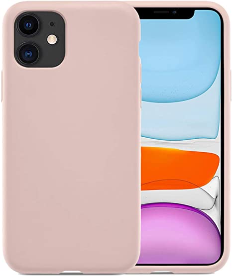 DEEVEER Liquid Silicone Case Compatible with iPhone 11 6.1 inch(2019), Gel Rubber Full Body Protection Shockproof Cover Case Drop Protection Case (Sand Pink)