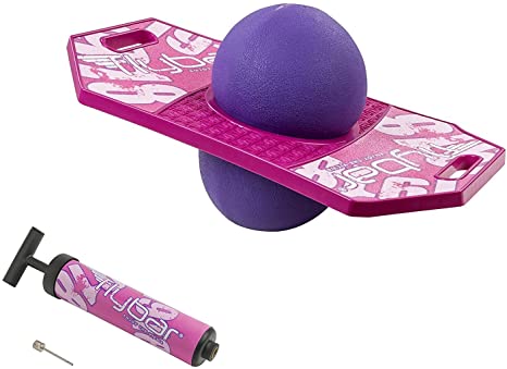 Flybar Pogo Ball for Kids, Jump Trick Bounce Board with Pump and Strong Grip Deck