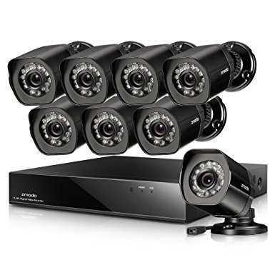 Zmodo 8CH Full 1080p CCTV Security Camera System with (8) Surveillance Cameras 8 Channel NVR Remote Monitoring (No Hard Drive Included)
