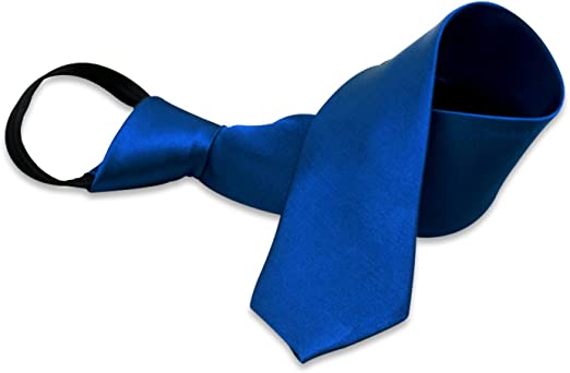 Boys' Solid Color Zipper Tie 15 inch/19 inch Polyester Satin Zipper Neckties by Aurya