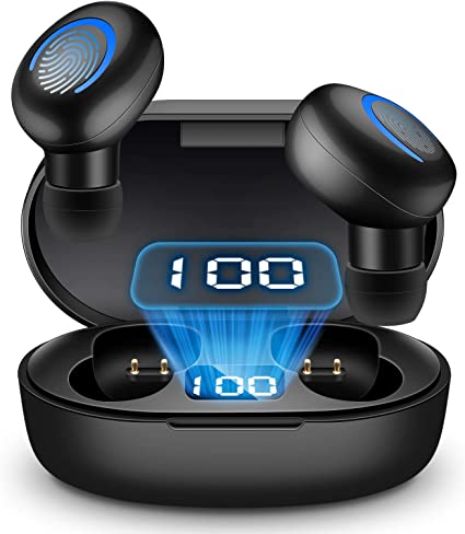 Rain Yunuo Wireless Earbuds,Bluetooth 5.0 Headset, IPX5 Waterproof in Ear Touch Earplug, Headset Lasting for 8 Hours, with Built-in Microphone Phone/Android/iOS, Black