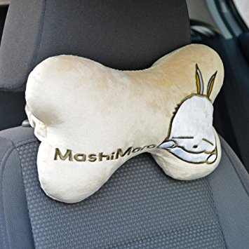 Tianmei 2PCS Mashimaro Styling Car Headrest Protect Neck Pillow Cartoon Travel Rest Pillow Cushion Pad (Mashimaro - Beige Color 1 Pair)