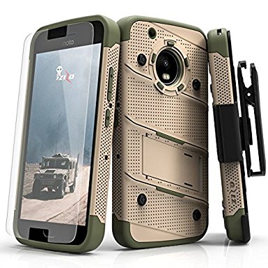 Motorola G5 Plus Case, Zizo [Bolt Series] w/ FREE [Motorola G5 Plus Screen Protector ] Kickstand [12 ft. Military Grade Drop Tested] Holster Clip