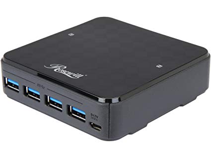 Rosewill USB 3.0 Sharing Switch Box, 4 Port USB 3.0 Peripheral Sharing Switch Hub for 2 Computers to Share USB Devices via PC Select Controller w/ 70-inch Cable, 2 USB 3.0 Cables Included