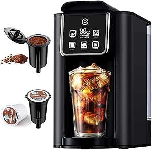 SHARDOR Single Serve Coffee Maker, Hot and Iced Coffee Machine for K Cup Pods & Ground Coffee, 6 to 14 Oz Brew Sizes, with 50 oz Large Water Tank, Removable Drip Tray, Stainless Steel, Black