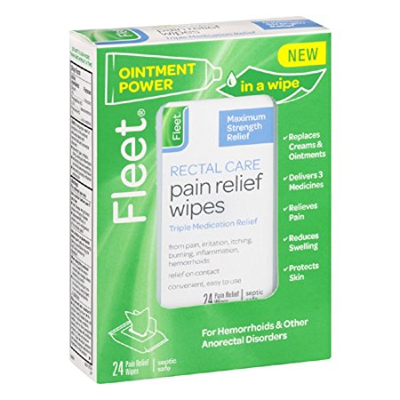 Fleet Rectal Care Pain Relief Wipes, 24 Count