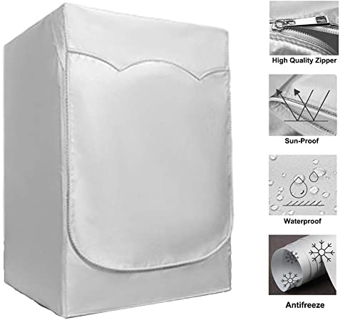 Washer/Dryer Cover for Front-loading Machine - Waterproof, Dustproof, Sun-Proof, W27"D33"H39"Suitable for most Washers/Dryers on US and Canadian market(Silver)
