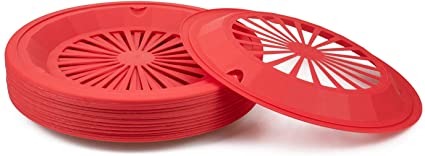 Fasmov 24 Pack 10 inches Reusable Plastic Paper Plate Holders, Red