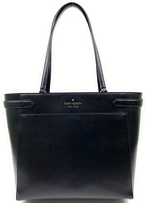 Kate Spade New York Staci Womens Saffiano Leather Laptop Tote Shoulder Bag (Black)