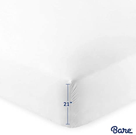 Bare Home Fitted Bottom Sheet - Premium 1800 Ultra-Soft Wrinkle Resistant Microfiber, Hypoallergenic, Extra Deep Pocket (Twin - 21" Pocket, White)