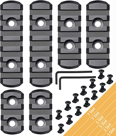 Pecawen Picatinny Rail Section 3,3,5,5,7,7 Slot,Compatible with Mlock Systems,Picatinny Rail Accessory Set with 13 T-Nuts & 13 Screws & Allen Wrench
