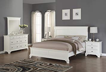 Roundhill Furniture B012KDMN2 Laveno 012 Wood Bed Room Set, King, White