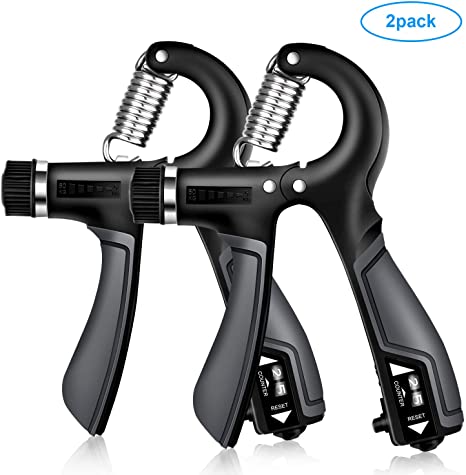 GRM Counting Hand Grip Strengthener Forearm Grip Workout Kit, 11-132Lbs Adjustable Resistance Grip Strength Trainer, Finger Exerciser, Finger Stretcher, Grip Ring, Stress Relief Grip Ball