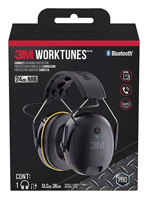 3M WorkTunes Connect Hearing Protector with Bluetooth Technology (Renewed)