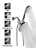 A-FlowTM 5 Function Luxury Dual Shower Head System  4 Handheld Shower Head and 6 Wall Mount Showerhead Combo 3-Way Shower System Chrome Finish  60 Flexible Hose  Enjoy an Invigorating and Luxurious Spa-like Experience