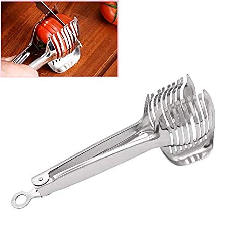 Tomato Slicer Lemon Cutter Stainless Steel Kitchen Cutting Aid Holder Tools For Soft Skin Fruits And Vegetables,Home Made Food & Drinks Decoration