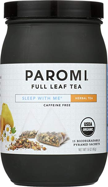 Paromi Tea Sleep with Me Herbal Infusion Organic Tea, 15 Tea Bags, Organic Chamomile Tea with Lemon Balm, Honeybush and Natural Fruit and Spice Flavors, Caffeine Free Soothing Herbal Tea