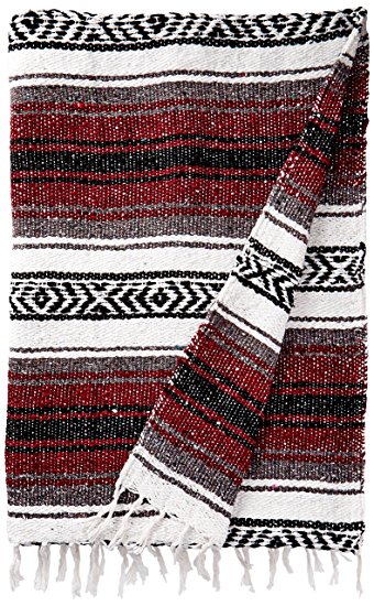 Authentic Mexican Blanket (Burgundy)