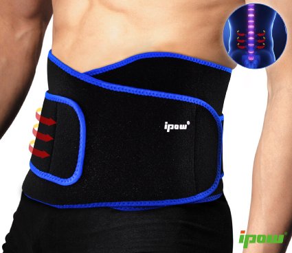 Ipow up to 44 Inch Lightweight Enhanced Professsional Breathable Elastic Compression Waist Lumbar Lower Back Trimmer Support Brace Belt Strap-weight Loss Belt for Men and Women