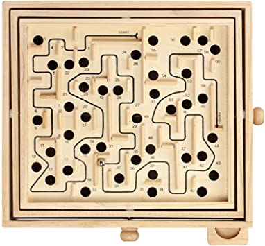STERLING Games Large Wooden Labyrinth Tilt Maze Game with 60 Holes for 6 Years and Up