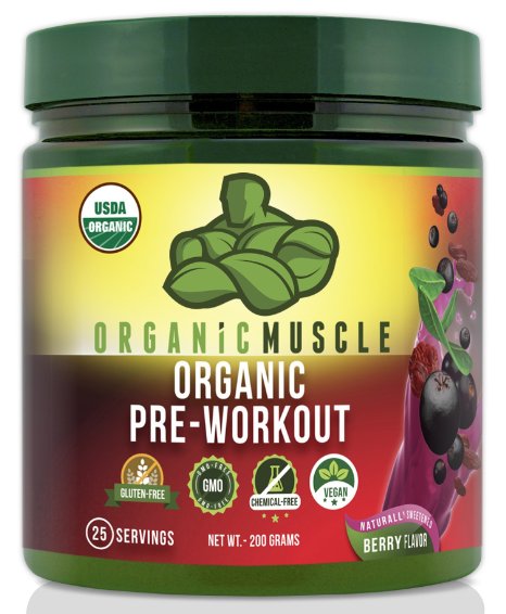 USDA Organic Pre-Workout Supplement ***Updated Formula*** - Natural Pre Workout Energy Drink - Berry Flavor - Certified Organic, Vegan, Paleo, Hormone Free, Gluten Free, Non-GMO Formula - Blend of Herbs & Superfoods Including Ginseng, Maca Root, Acia, Goji Berry, Yerba Mate, Green Tea, Beet Root & more! *Natural Caffeine & Low Sugar = No Crash, Just Clean Energy* - 25 Servings
