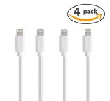 4 Pack High Quality 3ft1m 8 Pin ZakixTM USB Charge and Sync Cable for iPhone 6S6 iPhone 6S6 Plus 5s 5c 5 iPad Air Air2 mini mini2 mini3 iPad 4th gen iPodWhite