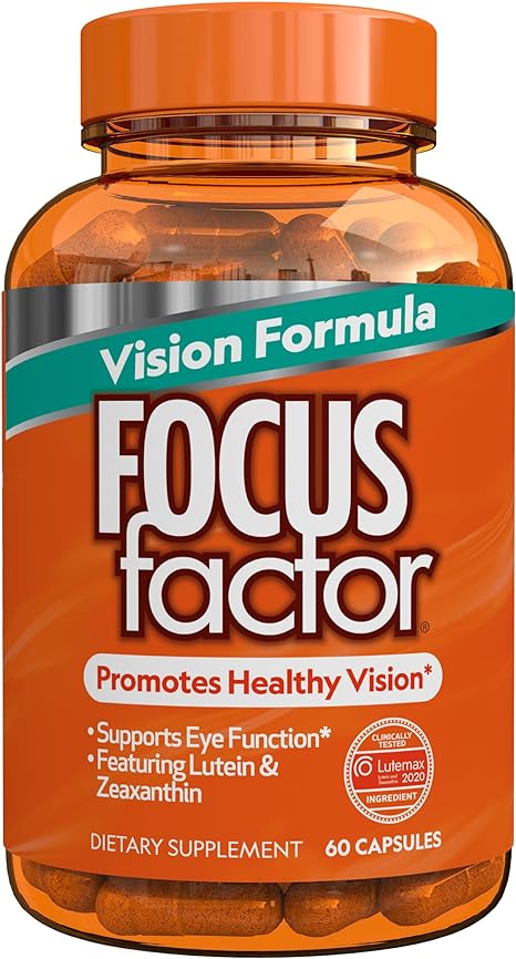 Focus Factor Vision Formula (60 Count) - Eye Vitamins with Vitamin C, Vitamin E, Lutemax® 2020 - Lutein and Zeaxanthin Supplement for Eye Health Support