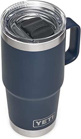 YETI Rambler 20 oz Travel Mug, Stainless Steel, Vacuum Insulated with Stronghold Lid, Navy