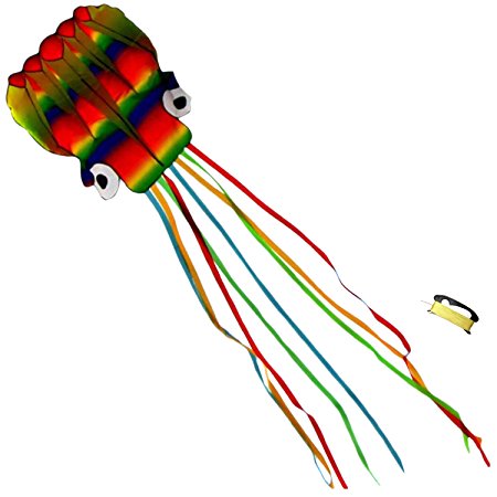 Huge Octopus Kite - Rainbow Colours - 4 Meter Flowing Tails – For Kids, Adults, Boys, Girls - Fun Outdoor Games and Activities
