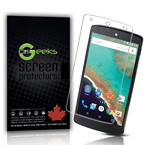 CitiGeeks® 2x Anti-Glare Premium Screen Protector for Google Nexus 5 (NOT 5X) by LG . Fingerprint Resistant. Matte. Pack of 2. CitiGeeks® Retail Package.