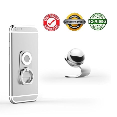 Phone Holder Magnetic, LLUNC 2 in 1 Premium Car Mount| 360 Rotation | Finger Ring Grip | Magnetic Car Cell Phone Holder | For All Sizes of Phones (Silver ...)