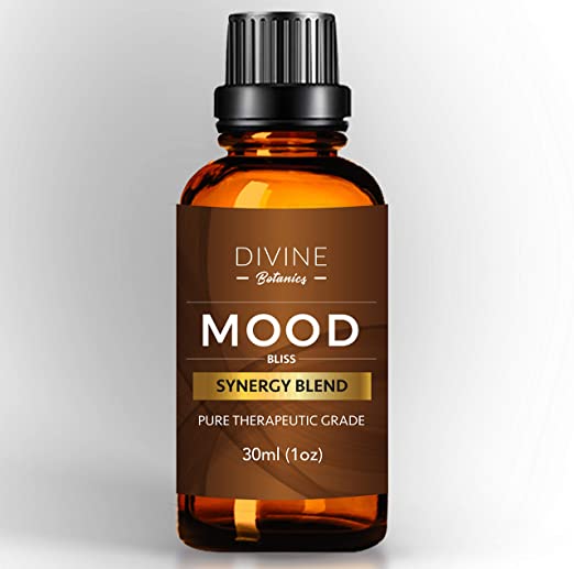 Divine Botanics Mood Bliss Headache and Migraine Relief Essential Oil Blend of Peppermint, Sage, Cardamom, Ginger, and Fennel Essential Oils 30ml