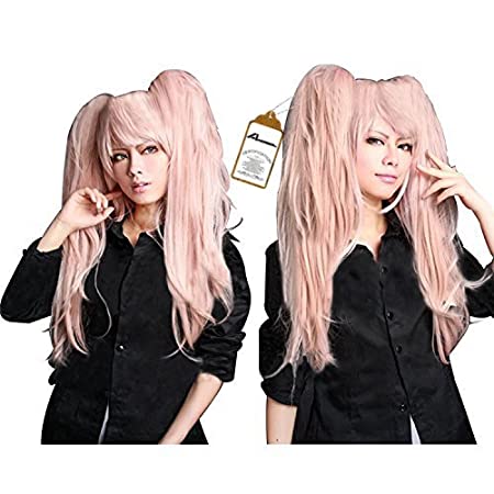 Anogol Hair Cap   Ponytail Wig Pink Cosplay Wig Lolita Wig for Cosplay