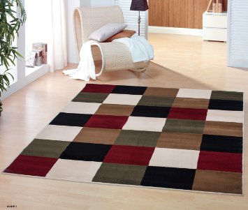 Sweet Home Stores Modern Boxes Design Area Rug 7'10 X 9'10" , Multi-Color
