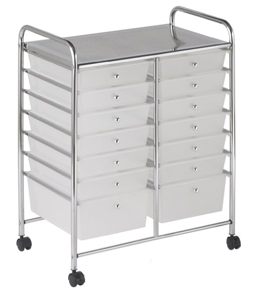 ECR4Kids 14-Drawer Mobile Organizer, White