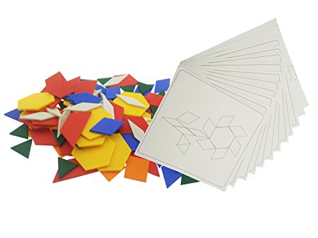 Plastic Pattern Blocks Activity Pack | Educational Toy With 125 Blocks   12 Patterns Design Cards
