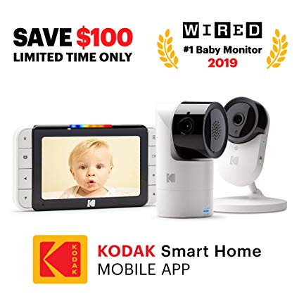 KODAK Cherish C525 Video Baby Monitor   C120 Additional Camera - with Mobile App - 5" HD Screen - Hi-res Baby Camera with Remote Tilt, Pan and Zoom Two-Way Audio, Night-Vision, Long Range