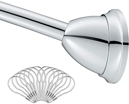 Moen MDN2170CH Curved Adjustable Single Shower Curtain Rod, Chrome