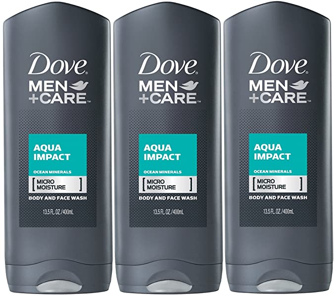 Dove Men Care Body Wash, Aqua Impact, 13.5 Oz (Pack of 3)