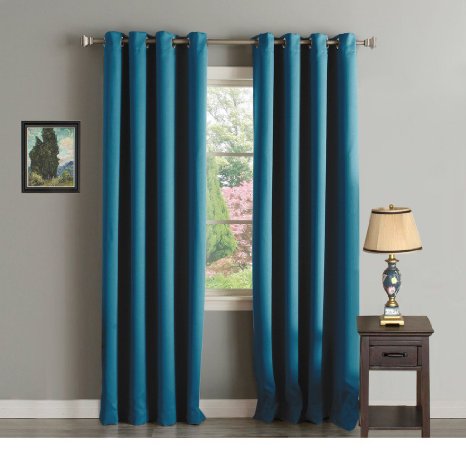 H.Versailtex Thermal Insulated Blackout Innovated Microfiber Baby Boy Room Formaldehyde-free Curtains,Grommet Top,52 by 63 - Inch - Turquoise Blue - Set of 2 Panels