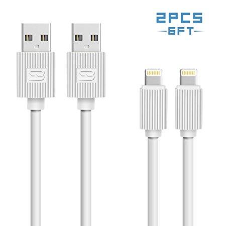 3 Feet 2 Packs IPhone Charging Cable, Lightning to USB Cable for iPhone 7 7 Plus 6s 6 Plus 5s SE 5c 5, iPad mini, iPad Air, iPad Pro, iPod touch (white)