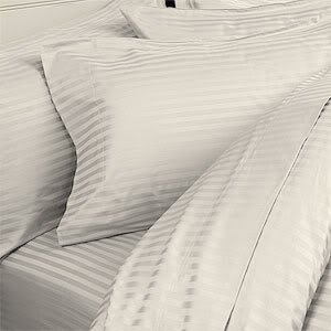 European Comfort Luxury Soft Wrinkle Resistant Striped KING Sheet Set. CREAM