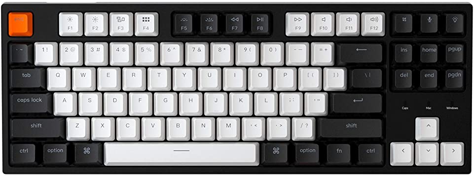 Keychron C1 Hot-swappable Wired Mechanical Keyboard with Gateron Red Switch/Double-Shot ABS Keycaps/White Backlight/USB Type-C Cable, Tenkeyless 87 Keys Computer Keyboard for Mac Windows PC Laptop