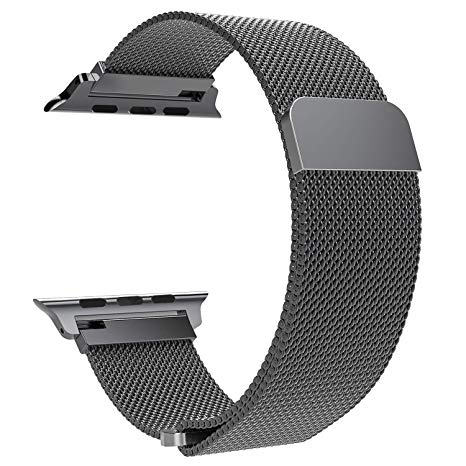 TiMOVO Compatible Band Replacement for Apple Watch 38mm 40mm Series 4/3 / 2/1, Milanese Loop Stainless Steel Bracelet Strap with Unique Magnet Lock - Space Gray