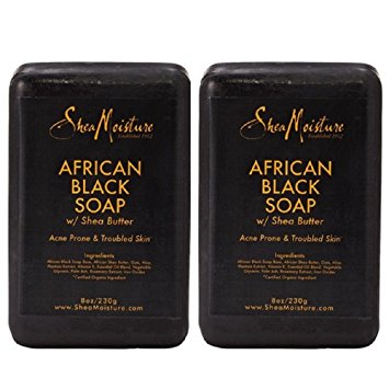 SheaMoisture Organic African Black Soap Bar w/Shea Butter 8oz (pack of 2)