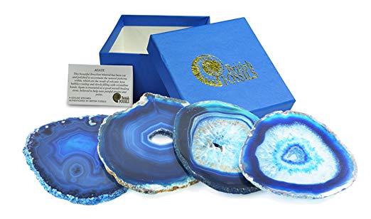 Set of 4 Blue Agate Drinks Coasters