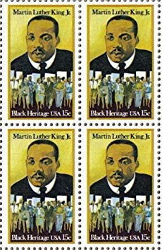 MARTIN LUTHER KING JR. ~ BLACK HERITAGE ~ BLACK HISTORY #1771 Block of 4 x 15 cents US Postage Stamps