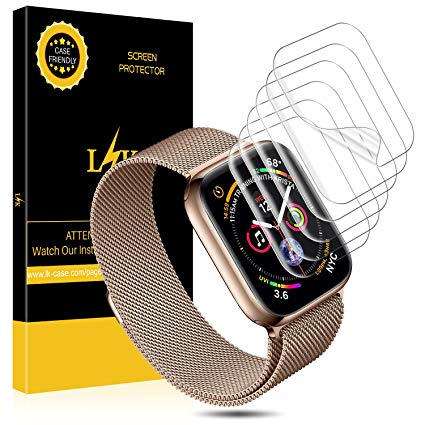 L K [6 Pack Screen Protector for Apple Watch(38mm Series 3/2/1 40mm Series 4 compatible), Liquid Skin [Bubble-Free] HD Clear Flexible film with Lifetime Replacement Warranty
